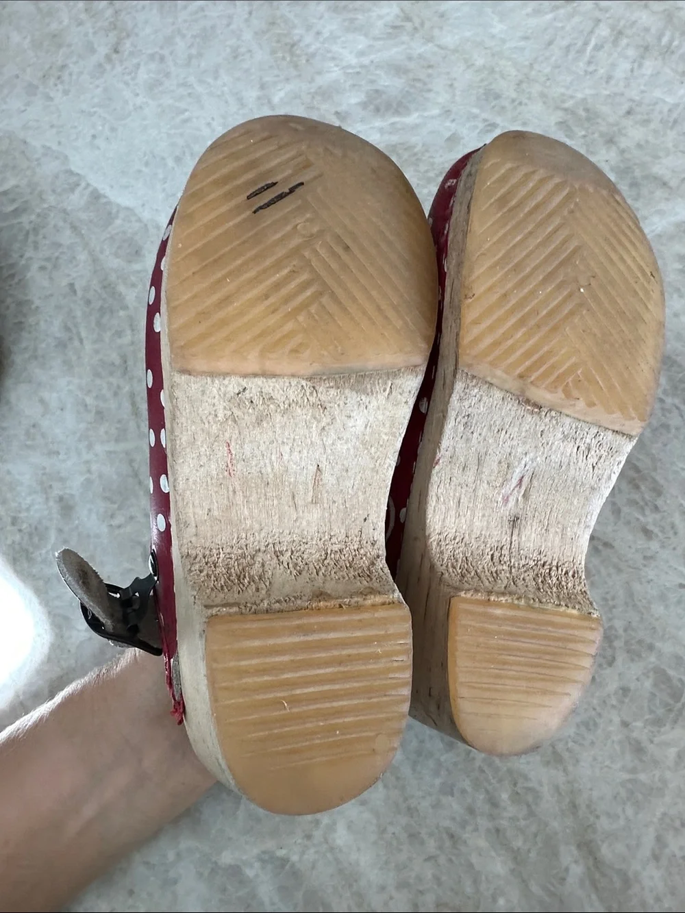 Hanna andersson Kids Red Polka Dot wooden Clog Shoes kids 12